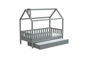 ROSI 90x200 Grijs Huisbed Uitschuifbed Kinder Meubels