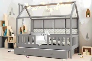 ROSI 90x200 Grijs Huisbed Uitschuifbed Kinder Meubels