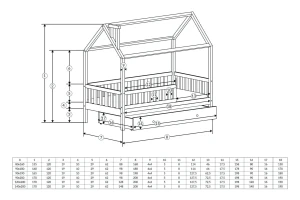 ROSI 90x200 Grijs Huisbed Uitschuifbed Kinder Meubels