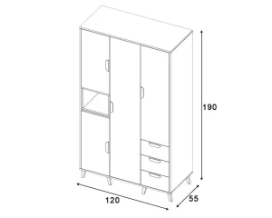 JUSTIN 1 Kleidingkast 120 cm