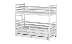 LEON fabrieksnieuw 90x200 Wit stapelbed met uitschuifbed voor 3 kinderen met lades