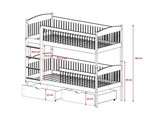 LUNEA 90x200 Asgrijs Stapelbed  