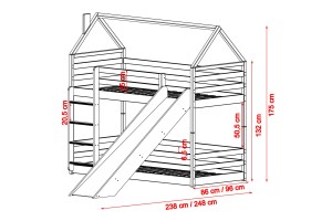 FUN 90x200 Asgrĳs Stapelbed met Glijbaan Kinder Meubels