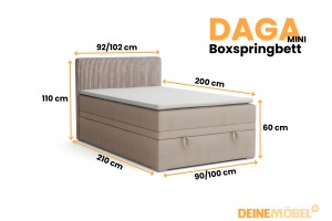 DAGA MINI 120x200 Poso 2/Paros 2 Beige boxspringbed met opbergruimte en een doorlopende matras Kinder Meubels 24