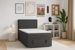 DAGA MINI 120x200 Poso 34/Kronos 34 Antraciet boxspringbed met opbergruimte en een doorlopende matras Kinder Meubels 24