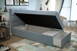 ELISA 100x200 Velours Trinity 14 Grijs boxspringbed met opbergruimte Kinder Meubels 24