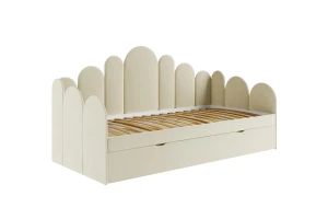 JESS 90x200 Magic Velvet 2256 Crème gestoffeerd bed kinderbed uitschuifbed voor kinderen en jongeren Kinder Meubels 24