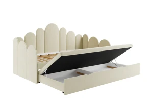 JESS 90x200 Magic Velvet 2256 Crème gestoffeerd bed kinderbed uitschuifbed voor kinderen en jongeren Kinder Meubels 24
