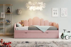 JESS 90x200 Magic Velvet 2269 Roze gestoffeerd bed kinderbed uitschuifbed voor kinderen en jongeren Kinder Meubels 24