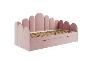 JESS 90x200 Magic Velvet 2269 Roze gestoffeerd bed kinderbed uitschuifbed voor kinderen en jongeren Kinder Meubels 24