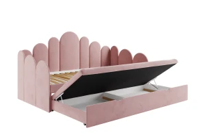 JESS 90x200 Magic Velvet 2269 Roze gestoffeerd bed kinderbed uitschuifbed voor kinderen en jongeren Kinder Meubels 24