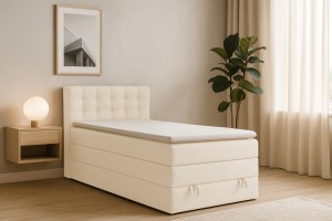 JUNG 1 100x200 Kronos 38 Crème boxspringbed gestoffeerd bed compleetbed Kinder Meubels 24