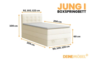 JUNG 1 100x200 Kronos 38 Crème boxspringbed gestoffeerd bed compleetbed Kinder Meubels 24