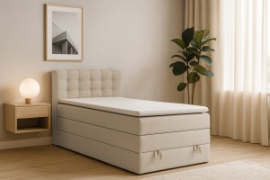 JUNG 1 100x200 Paros 2 Beige boxspringbed gestoffeerd bed compleetbed Kinder Meubels 24