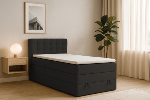 JUNG 1 120x200 Kronos 7 Zwart boxspringbed gestoffeerd bed compleetbed Kinder Meubels 24
