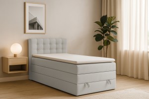 JUNG 1 120x200 Paros 5 Lichtgrijs boxspringbed gestoffeerd bed compleetbed Kinder Meubels 24