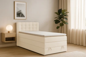 JUNG 1 90x200 Kronos 38 Crème boxspringbed gestoffeerd bed compleetbed Kinder Meubels 24