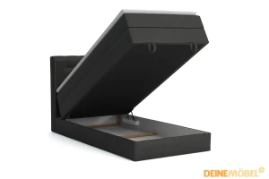 JUNG 1 boxspringbed 100x200 velours fluweel antraciet gestoffeerd bed compleetbed Kinder Meubels 24