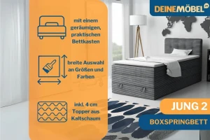 JUNG 2 100x200 Poso 02 Beige boxspringbed gestoffeerd bed compleetbed Kinder Meubels 24