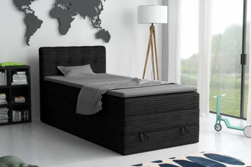 JUNG 2 100x200 Poso 135 Zwart boxspringbed gestoffeerd bed compleetbed Kinder Meubels 24