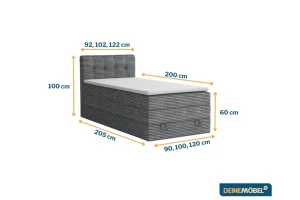 JUNG 2 100x200 Poso 135 Zwart boxspringbed gestoffeerd bed compleetbed Kinder Meubels 24