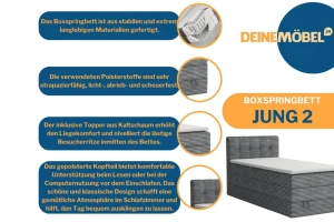 JUNG 2 100x200 Poso 34 Antraciet boxspringbed gestoffeerd bed compleetbed Kinder Meubels 24