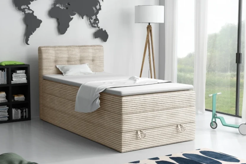 JUNG 2 90x200 Poso 38 Crème boxspringbed gestoffeerd bed compleetbed Kinder Meubels 24