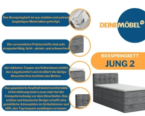 JUNG 2 boxspringbed gestoffeerd bed compleetbed Kinder Meubels 24