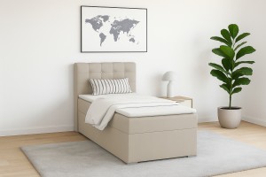 JUNG 3 100x200 Paros 2 Beige boxspringbed gestoffeerd bed compleetbed Kinder Meubels 24
