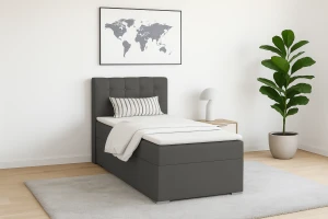 JUNG 3 90x200 Kronos 34 Antraciet boxspringbed gestoffeerd bed compleetbed Kinder Meubels 24