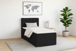 JUNG 3 90x200 Kronos 7 Zwart boxspringbed gestoffeerd bed compleetbed Kinder Meubels 24