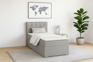 JUNG 3 90x200 Paros 5 Lichtgrijs boxspringbed gestoffeerd bed compleetbed Kinder Meubels 24
