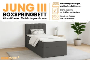 JUNG 3 boxspringbed gestoffeerd bed compleetbed Kinder Meubels 24