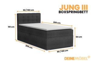 JUNG 3 boxspringbed gestoffeerd bed compleetbed Kinder Meubels 24