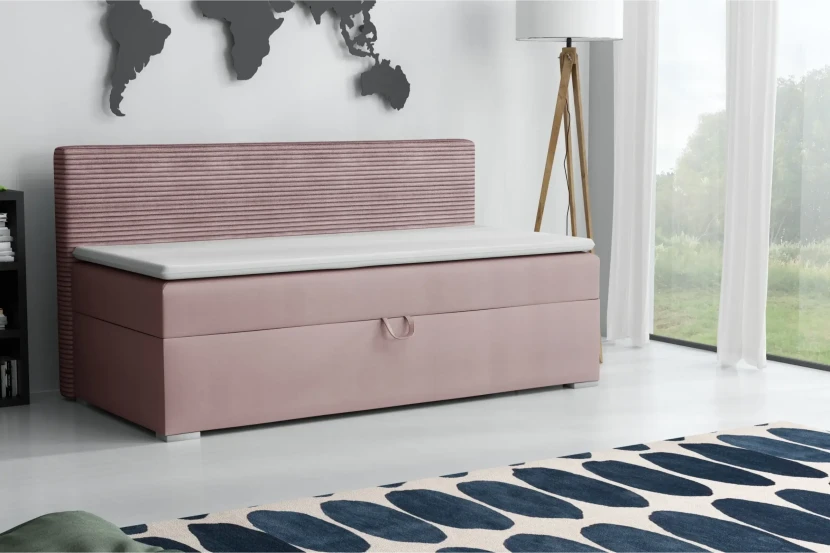 MATI 90x200 Poso 27/Kronos 27 Roze boxspringbed gestoffeerd bed compleetbed Kinder Meubels 24