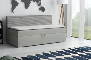 MATI 90x200 Poso 55/Paros 5 Lichtgrijs boxspringbed gestoffeerd bed compleetbed Kinder Meubels 24