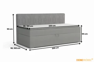 MATI BIS 100x200 Kronos 34 Antraciet boxspringbed gestoffeerd bed compleetbed Kinder Meubels 24