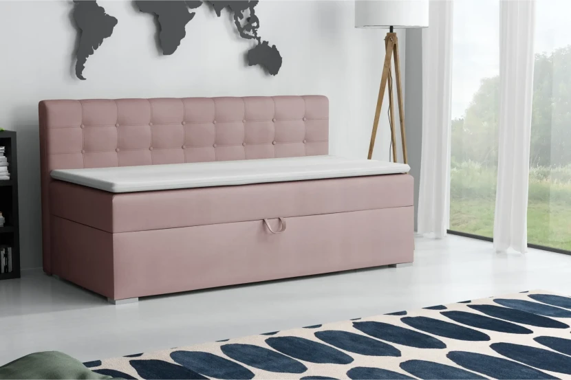 PATI 100x200 Kronos 27 Roze boxspringbed gestoffeerd bed compleetbed Kinder Meubels 24