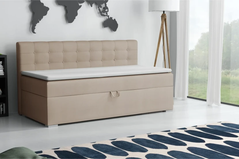 PATI 100x200 Paros 2 Beige boxspringbed gestoffeerd bed compleetbed Kinder Meubels 24