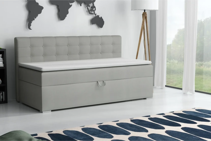 PATI 100x200 Paros 5 Lichtgrijs boxspringbed gestoffeerd bed compleetbed Kinder Meubels 24