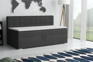 PATI 100x200 Paros 6 Donkergrijs boxspringbed gestoffeerd bed compleetbed Kinder Meubels 24