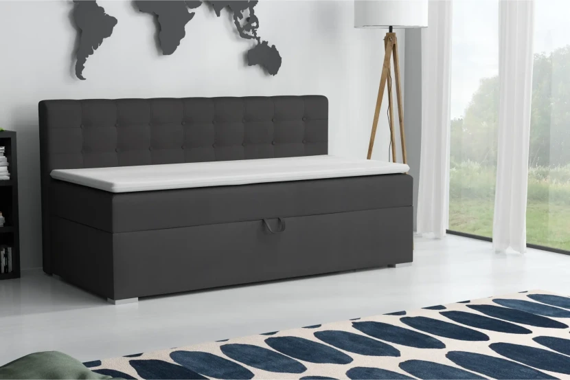 PATI 90x200 Paros 6 Donkergrijs boxspringbed gestoffeerd bed compleetbed Kinder Meubels 24