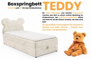 TEDDY 90x200 TILIA 03 Ecru boxspringbed gestoffeerd bed compleetbed voor kinderen en jongeren Kinder Meubels 24