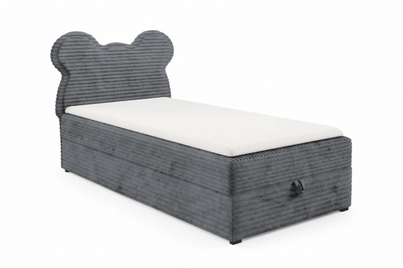 TEDDY 90x200 TILIA 90 Donkergrijs boxspringbed gestoffeerd bed compleetbed voor kinderen en jongeren Kinder Meubels 24