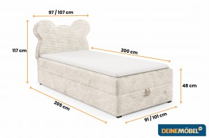 TEDDY boxspringbed gestoffeerd bed compleetbed voor kinderen en jongeren Kinder Meubels 24