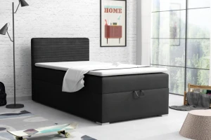 TEEN 1 90x200 Poso 135/Kronos 7 Zwart boxspringbed gestoffeerd bed compleetbed eenpersoonsbed Kinder Meubels 24