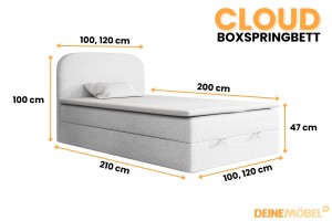 CLOUD 100x200 Abriamo 04 Wit boxspringbed met opbergruimte Kinder Meubels 24