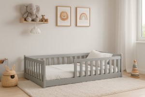 BELMO 80x180 asgrijs Kinderbed Speelbox Kinder Meubels