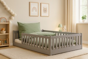 BELMO 120x200 asgrijs Kinderbed Speelbox Kinder Meubels 