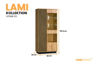 LAMI 03 staande vitrinekast – LED-verlichting optioneel